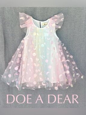 DOE A DEAR Moon & Star Embellished Mesh Dress